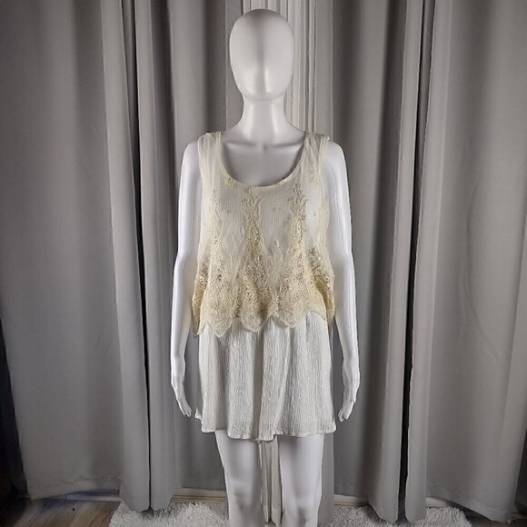 Charlotte Russe Pants - Charlotte Russe Women's Ivory Cream Hombre Color Sleeveless Lace Romper Size XL
